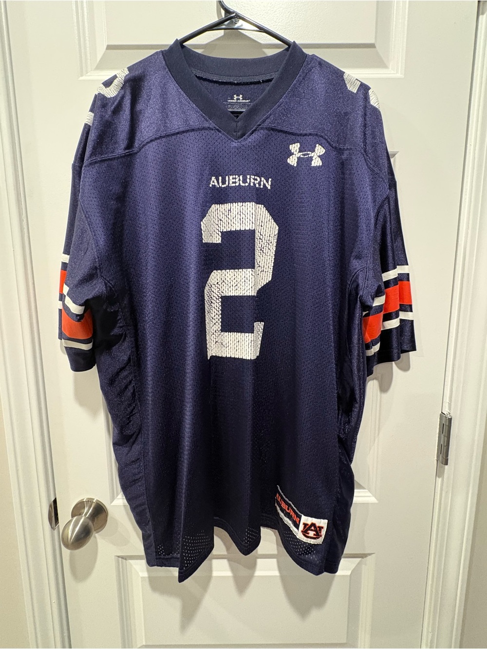 Under Armour Navy Auburn #2 Football Jersey with Orange & White Accents